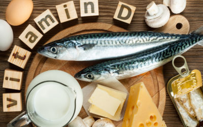 A selection of food high in vitamin D including cheese, milk and eggs