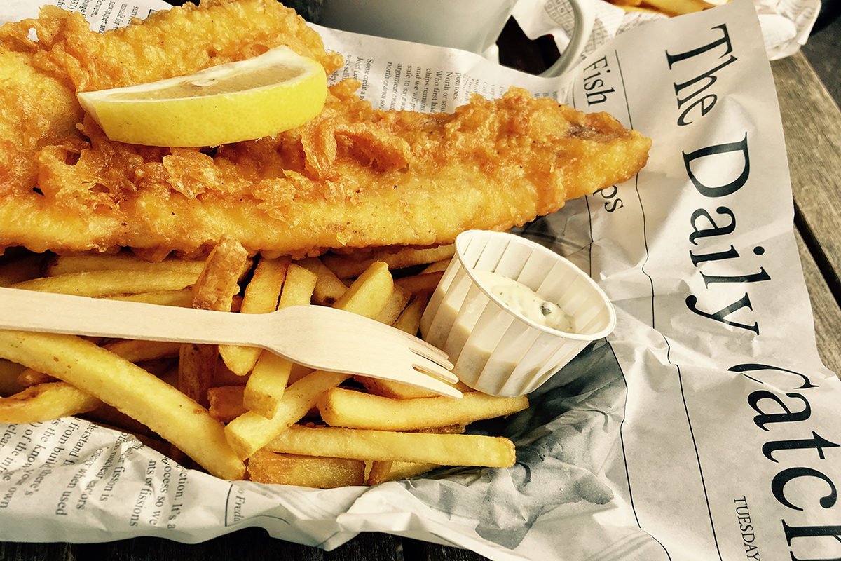 Fish and chips wrapped in newspaper - Nellsar Care Homes Nutritional Therapy