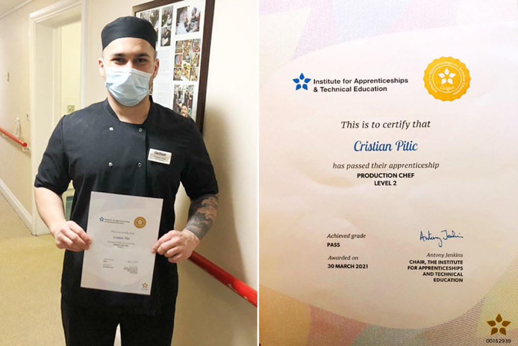 Cristian Pitic with his NVQ certificate
