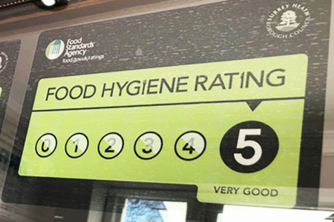 Five star food hygiene rating certificate