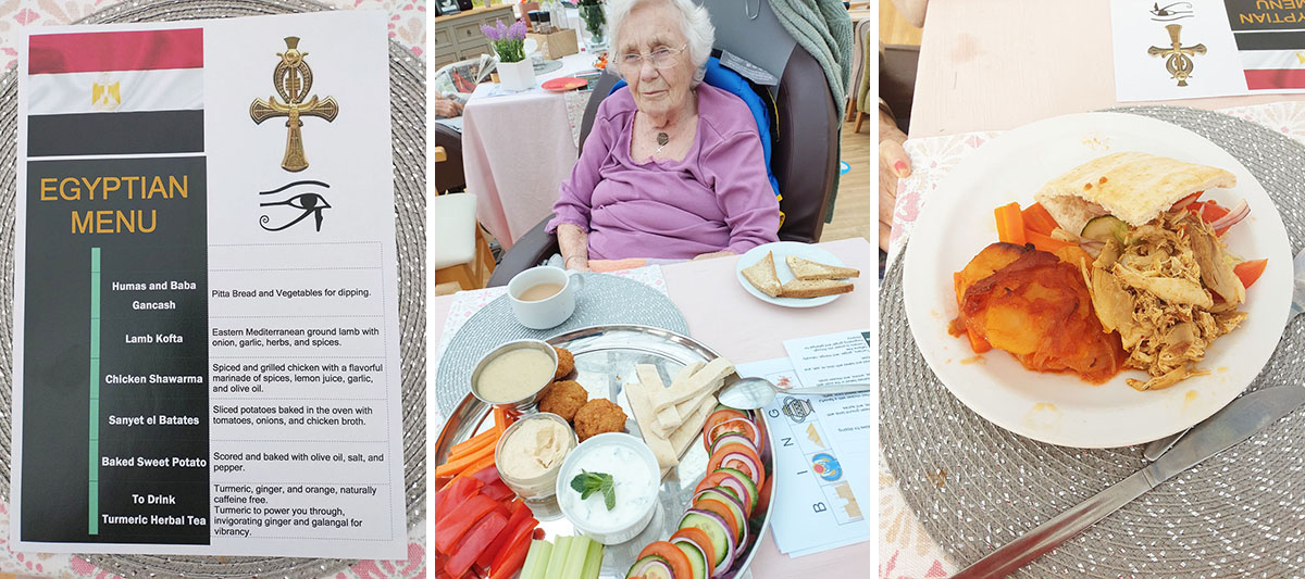 Egyptian mini cruise food at Loose Valley Care Home