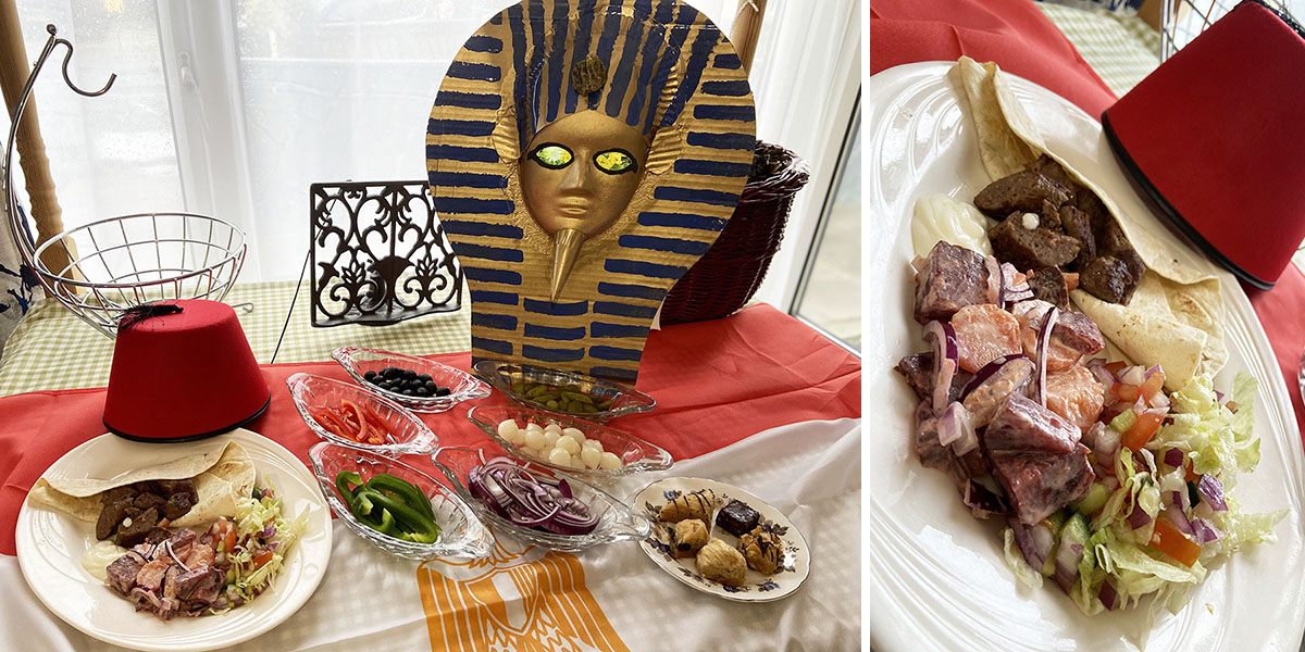 Egyptian mini cruise food at Meyer House Care Home
